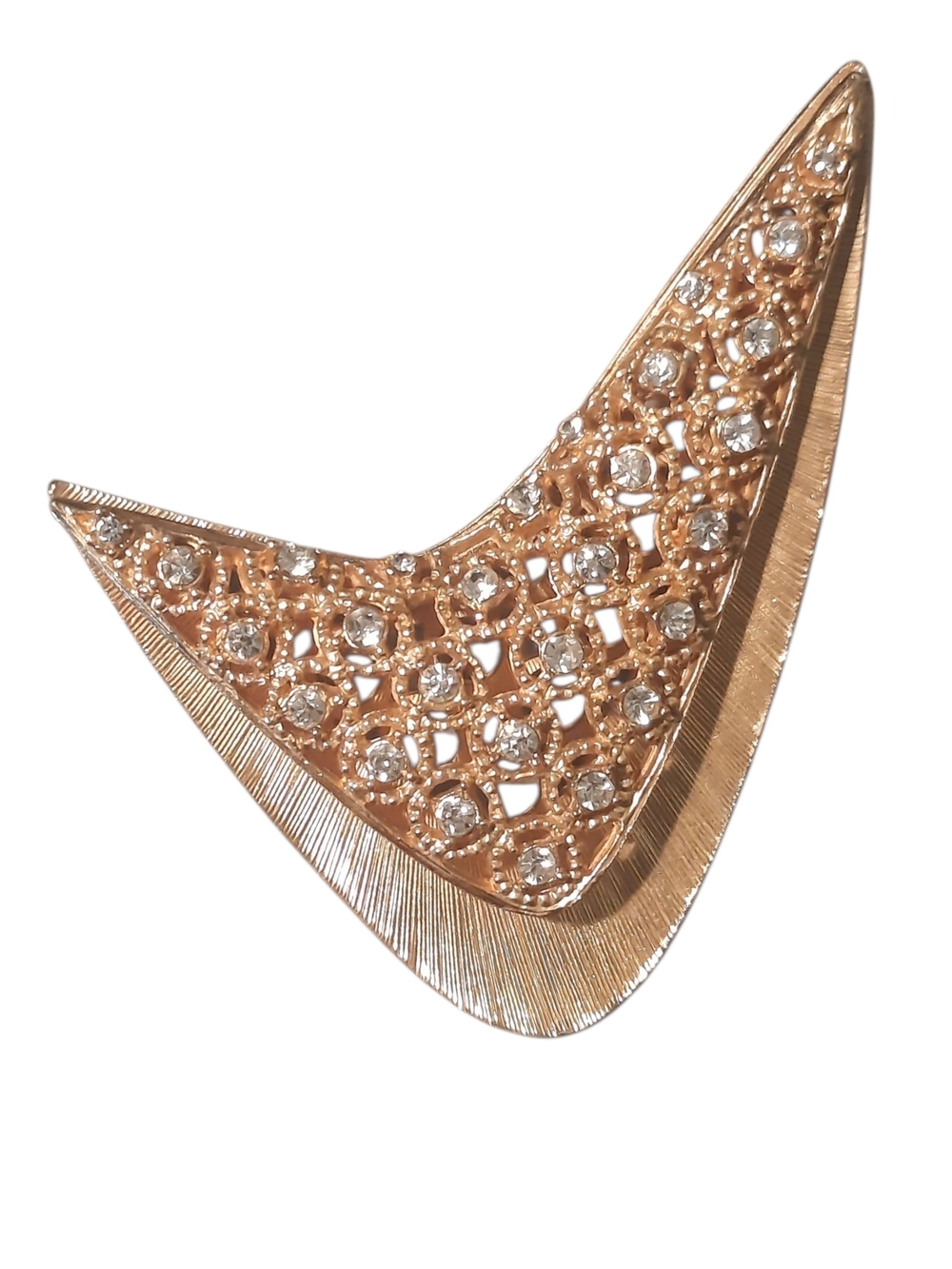 Mid Century Atomic Brooch - Gold Tone-crystal VINTAGE